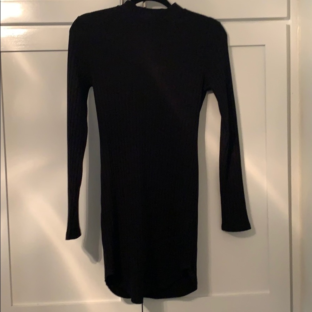 Black high neck mini dress